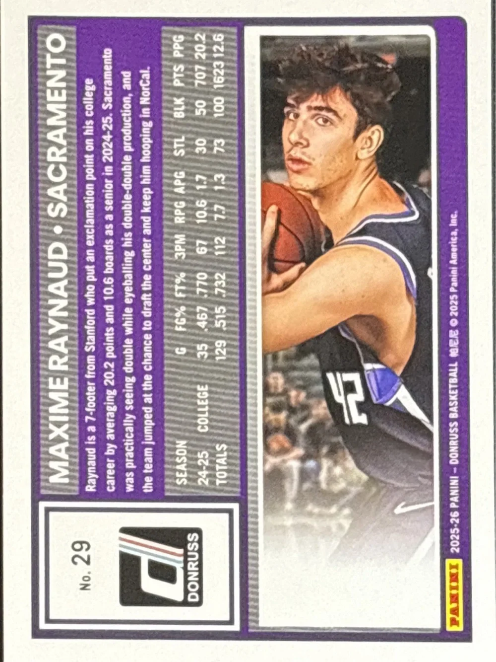 Panini Donruss Maxime Raynaud Rated Rookie Basketball Card